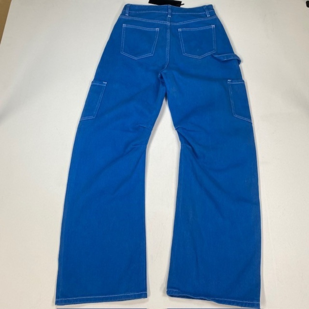 Lioness‎ Miami Vice Pants Blue High Rise Wide Leg Cargo Contrast Stitch XS NEW - Picture 9 of 9